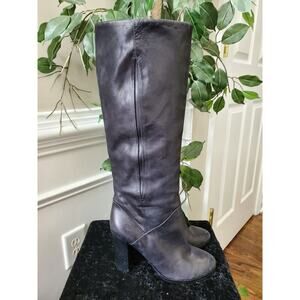 Luxury Rebel Black Women's Leather Upper Closed Toe Knee High Casual Boots 38M